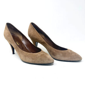 Vintage Saks Fifth Avenue Womens 10M Taupe Sueude Pumps Shoes